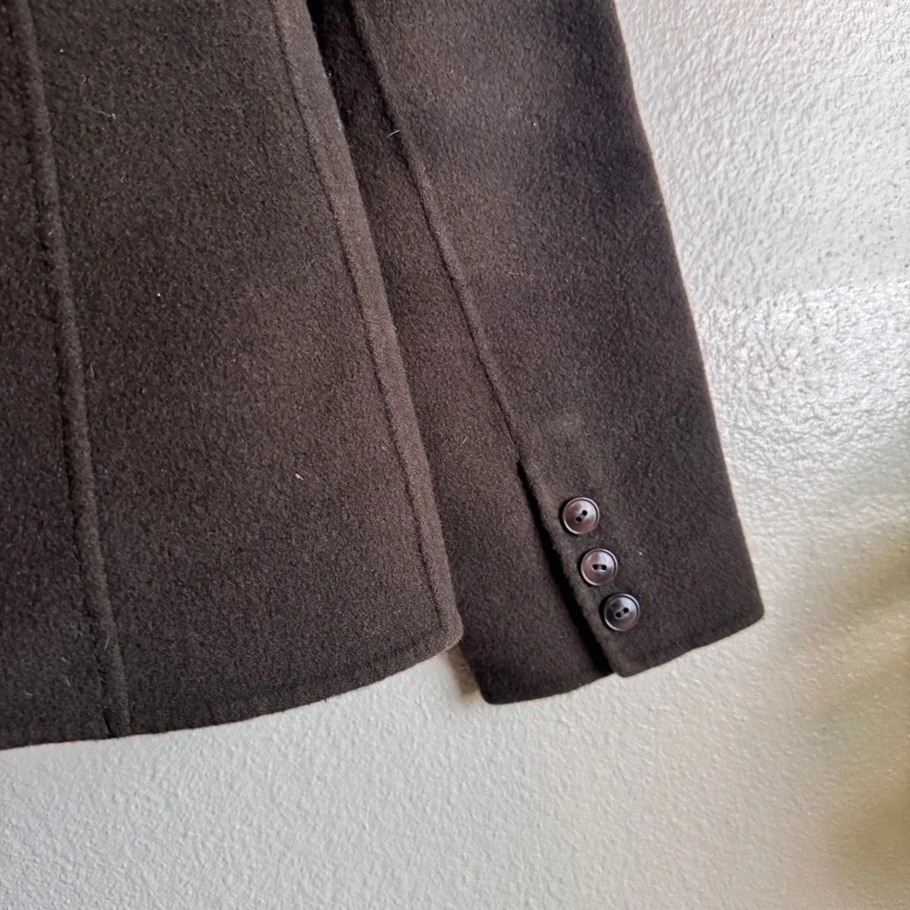 CALVIN KLEIN 100% Wool Brown Button Jacket - Picture 6 of 8